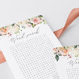 floral design bridal shower game cards