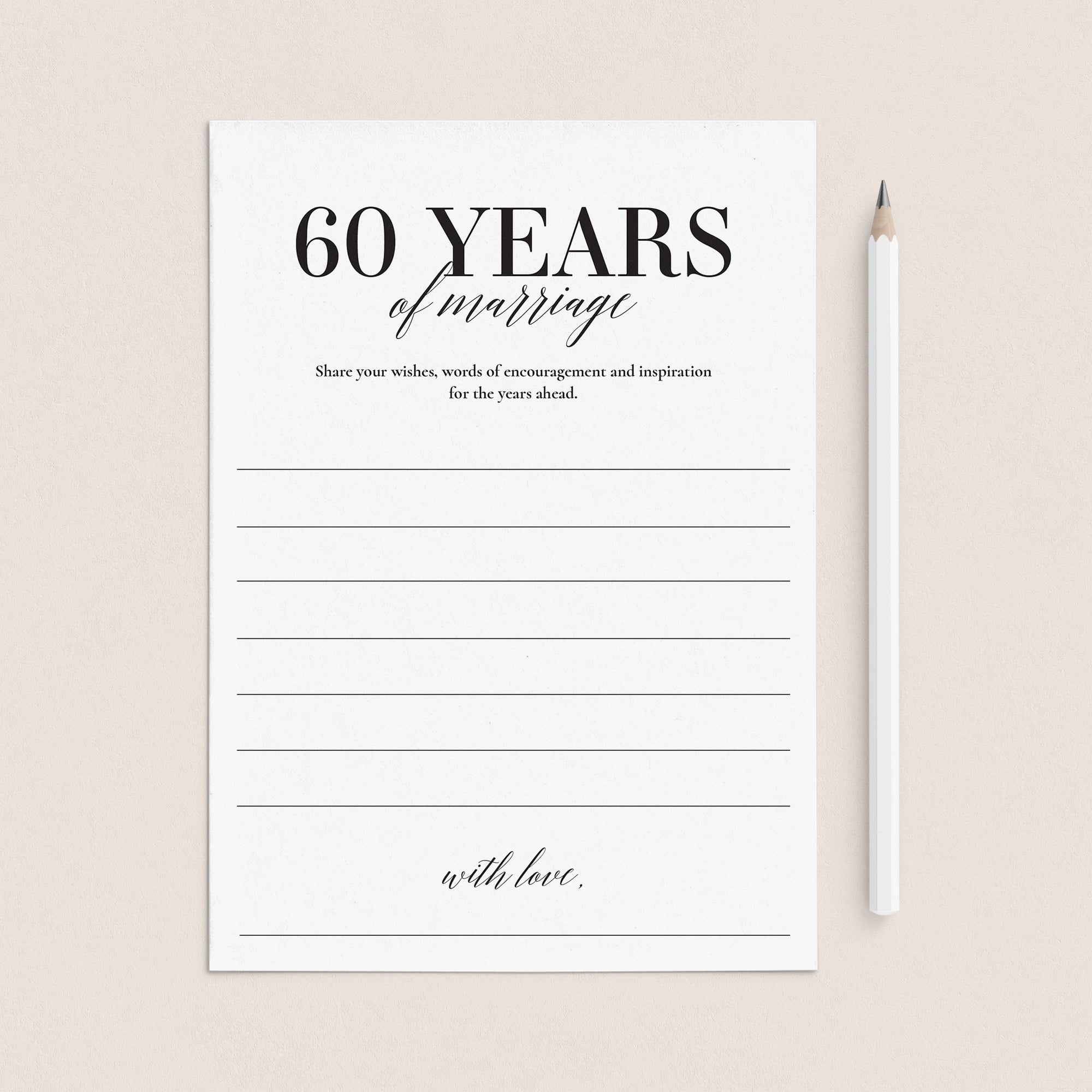 60th Wedding Anniversary Wishes & Advice Card Printable by LittleSizzle