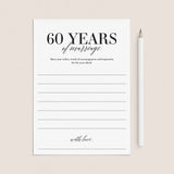 60th Wedding Anniversary Wishes & Advice Card Printable by LittleSizzle