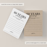 60th Wedding Anniversary Wishes & Advice Card Printable