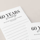 60th Wedding Anniversary Wishes & Advice Card Printable