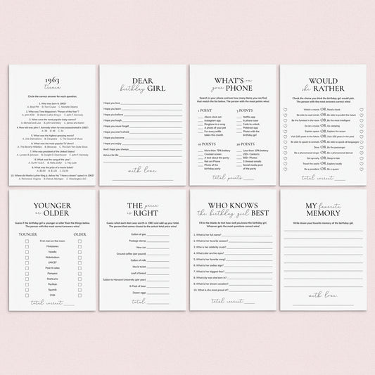 Born in 1963 Birthday Games for Her Printable by LittleSizzle