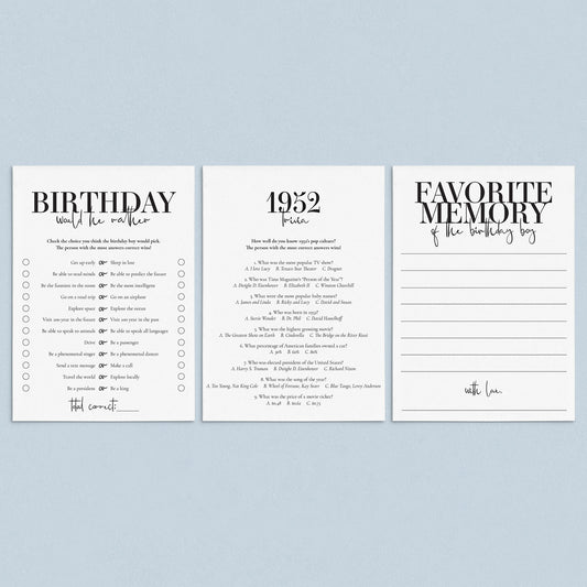 73rd Birthday Games For Him Born in 1952 by LittleSizzle