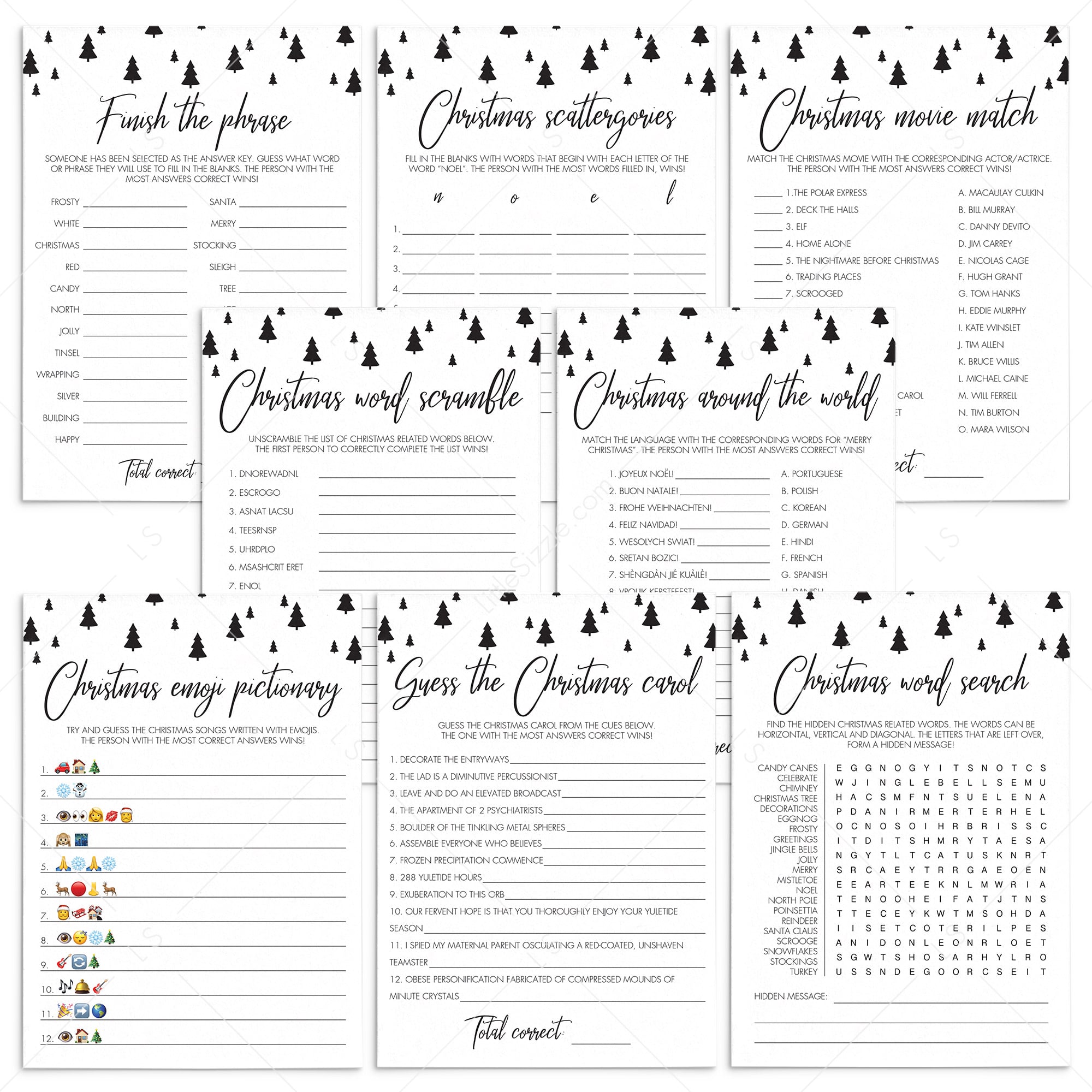 8 Christmas Games For Family Printable by LittleSizzle