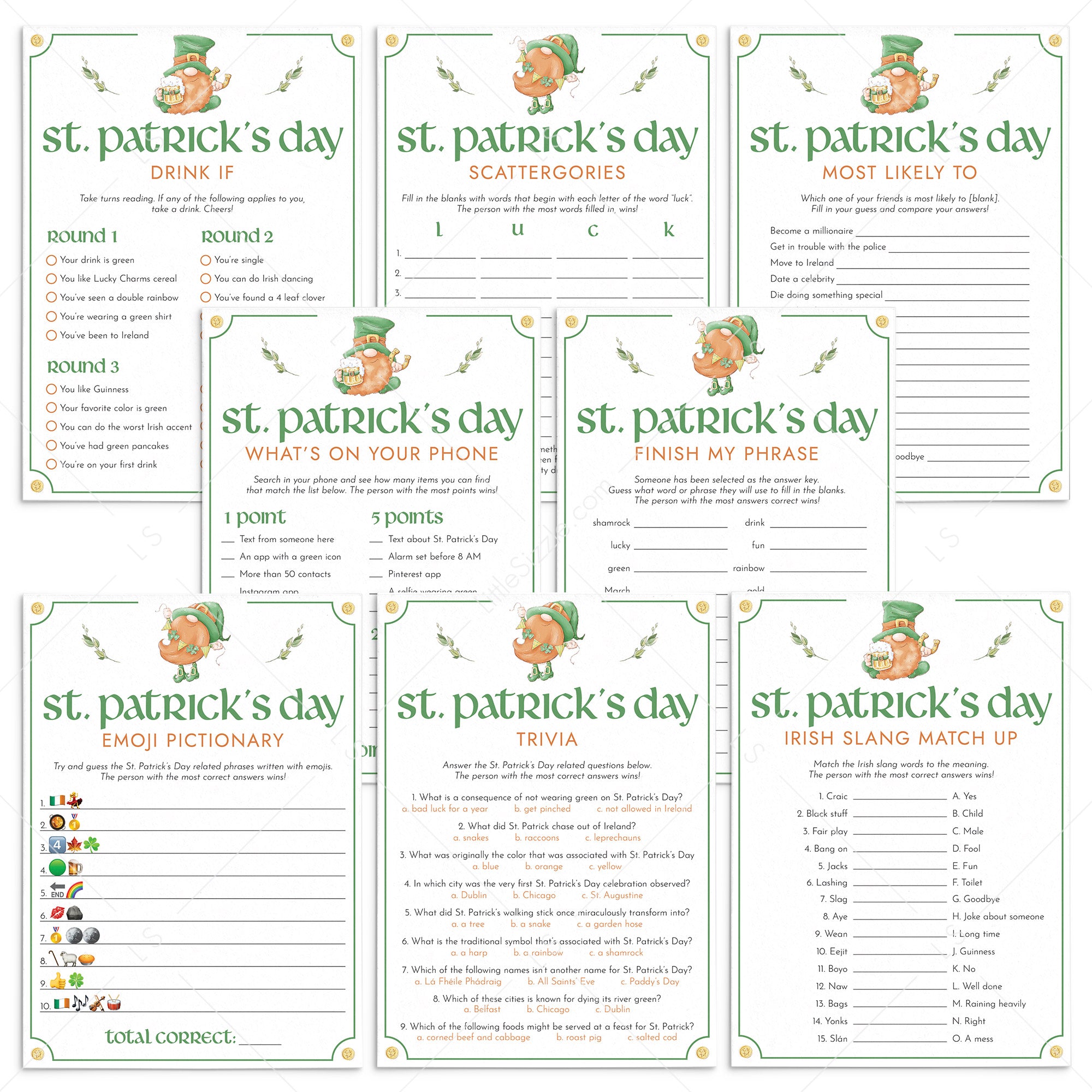 8 St Patricks Party Games Printable by LittleSizzle