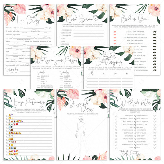 8 Tropical Bridal Shower Games Printable by LittleSizzle