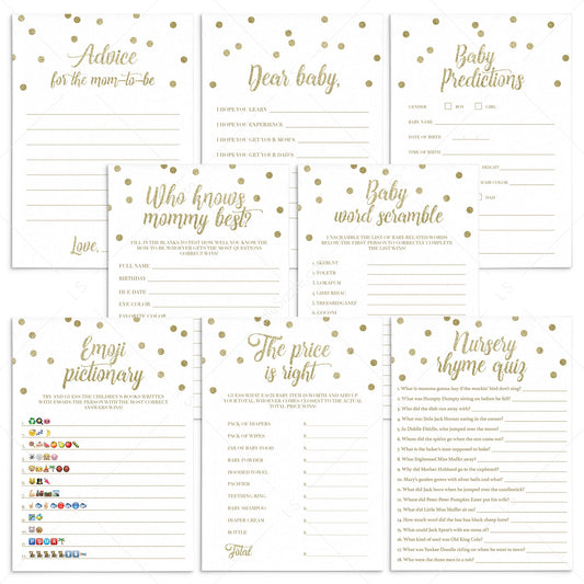 Virtual Baby Shower Games Bundle Gold Confetti by LittleSizzle