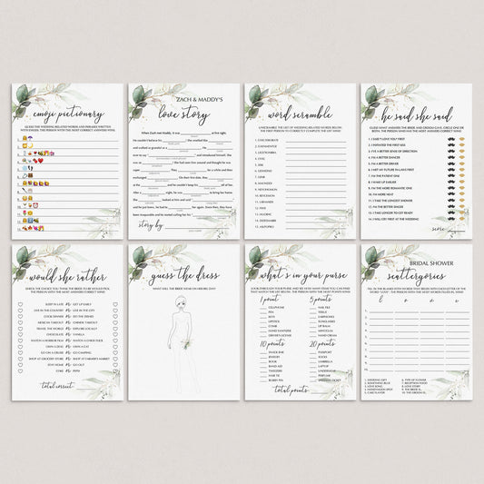 Chic Bridal Shower Games Bundle of 8 Printable by LittleSizzle