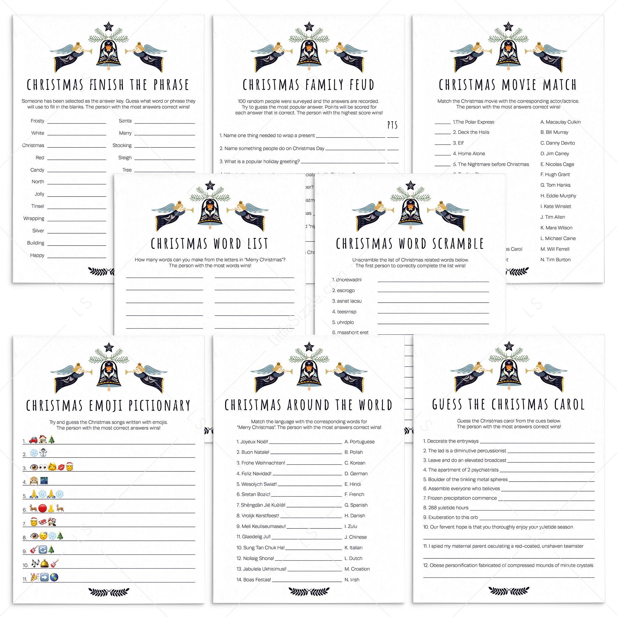 Printable Christmas Games Bundle Scandinavian Theme by LittleSizzle