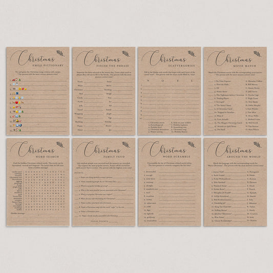 Rustic Christmas Family Games Bundle Kraft Instant Download by LittleSizzle