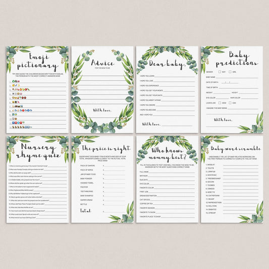8 Virtual Baby Shower Games Greenery by LittleSizzle