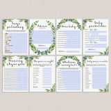 8 Virtual Baby Shower Games Greenery Instant Download