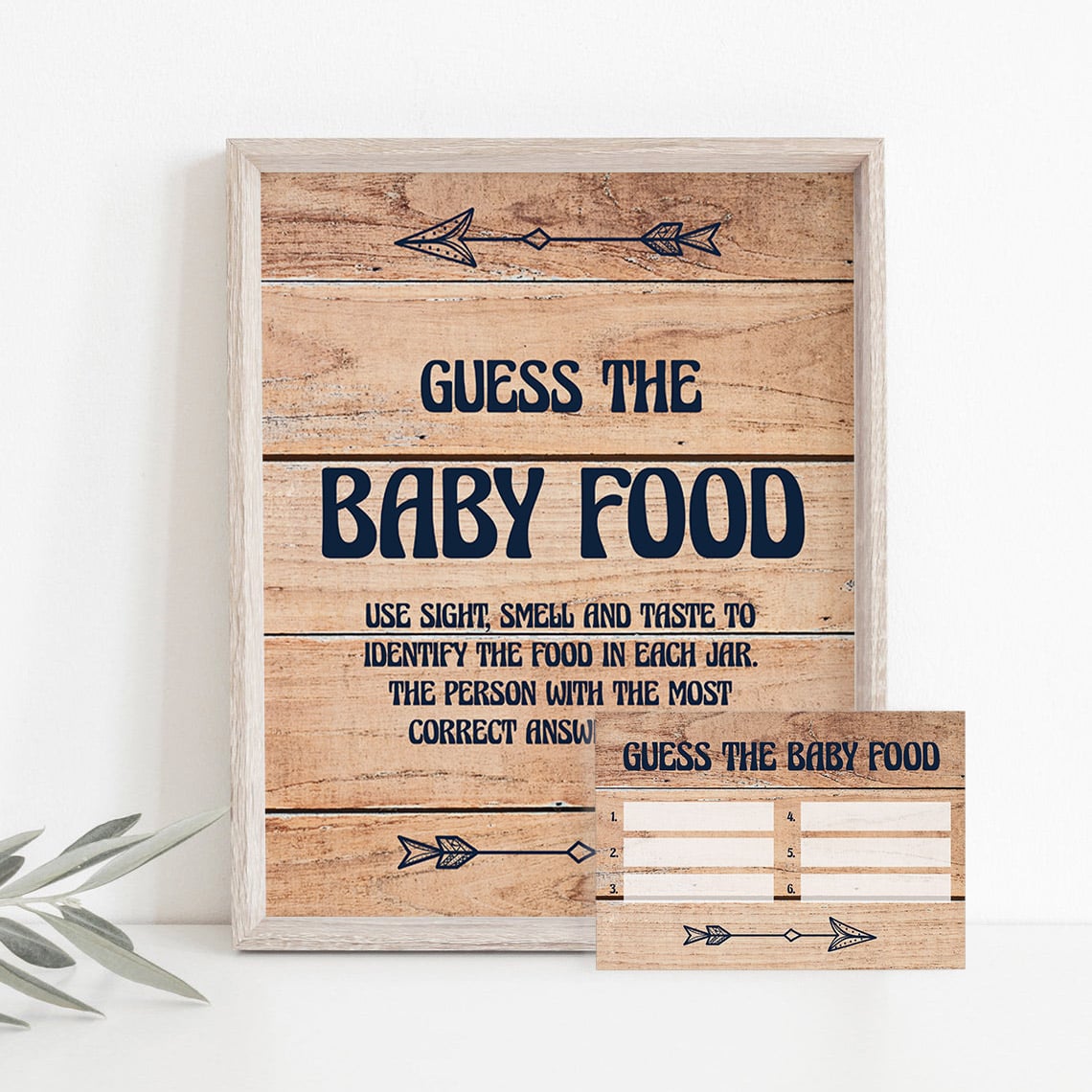 Rustic baby shower guess the baby food table sign printable by LittleSizzle