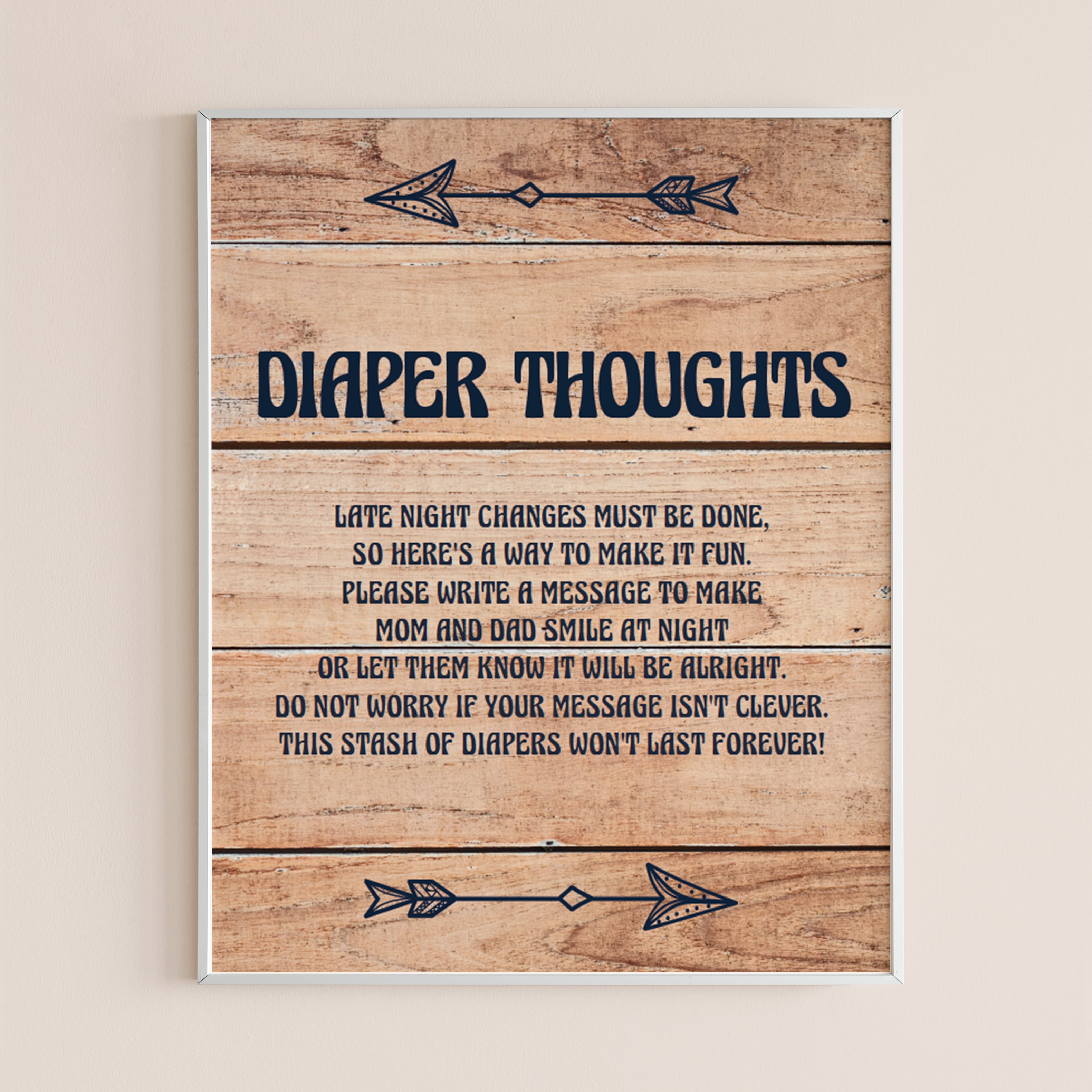 Printable woodland themed diaper thoughts sign by LittleSizzle