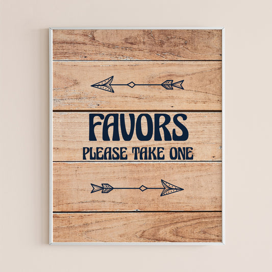 Printable favors sign wood background by LittleSizzle