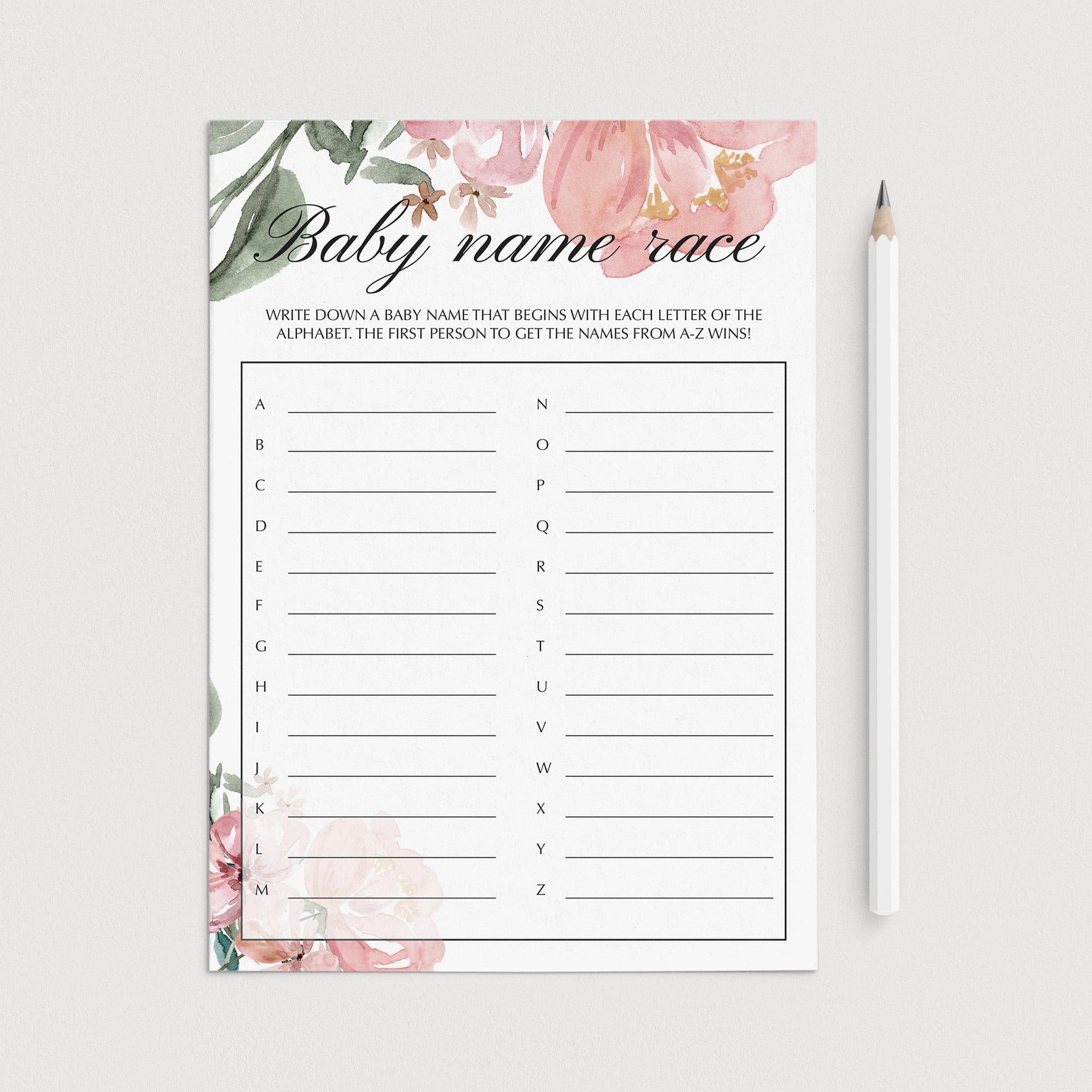 Guess That Baby Name Game Printable by LittleSizzle