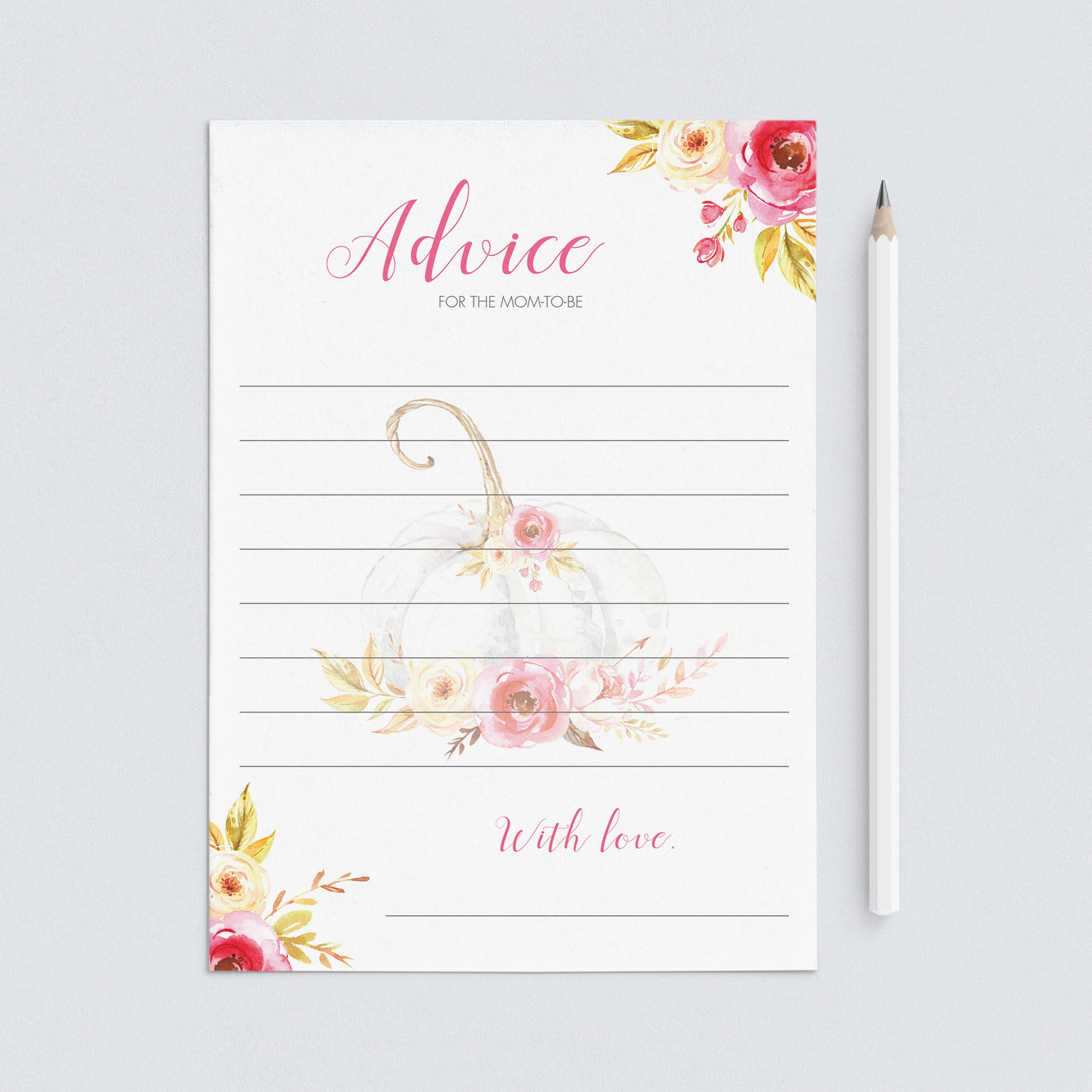 Pumpkin baby shower advice for mom to be printable by LittleSizzle