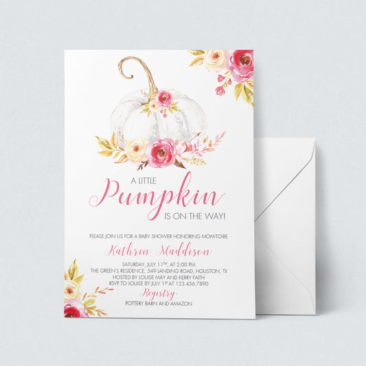Pumpkin baby shower invitation girl by LittleSizzle