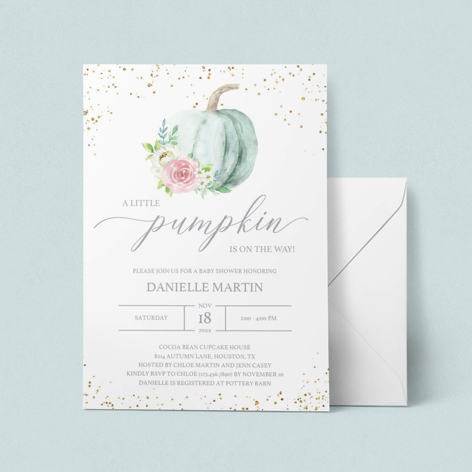 Watercolor Pumpkin Baby Shower Invitation Gender Neutral by LittleSizzle