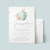 Floral Pumpkin Baby Shower Invitation Set