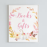 Pink pumpkin baby shower decorations books and gifts sign by LittleSizzle