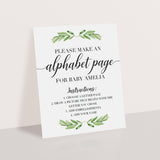 Printable Baby Shower Alphabet Book Activity Sign