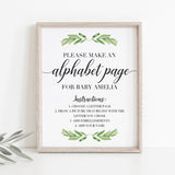 Printable baby shower activity ABC booklet instructions by LittleSizzle