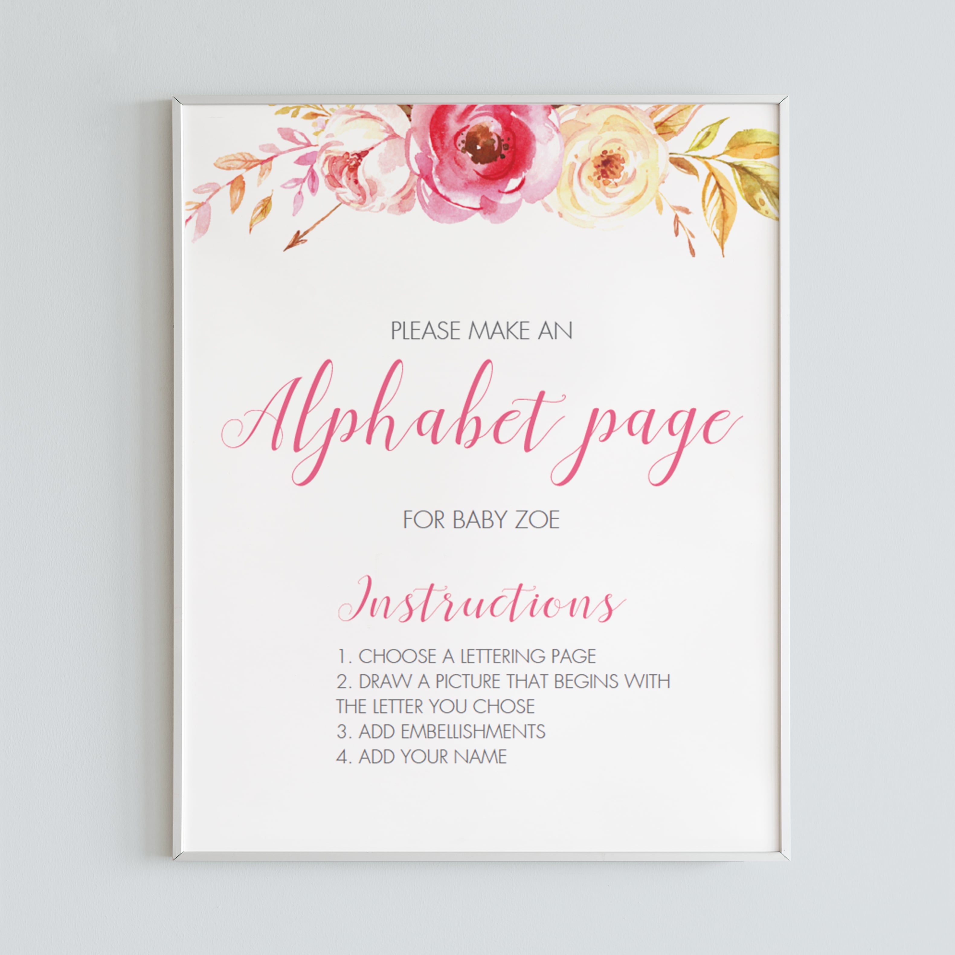 Girl baby shower abc book sign printable by LittleSizzle
