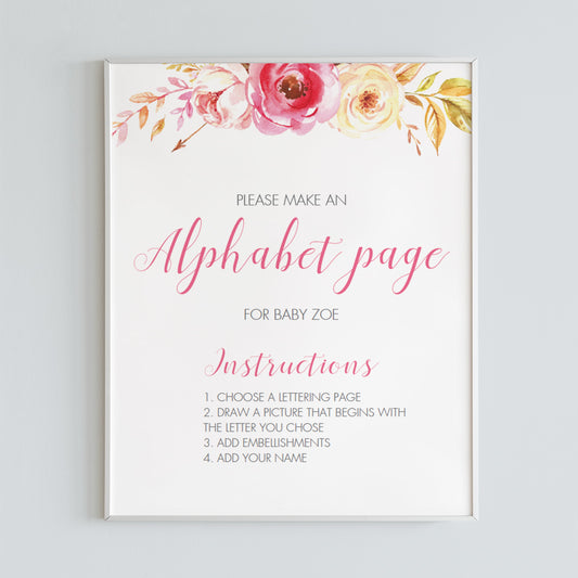 Girl baby shower abc book sign printable by LittleSizzle