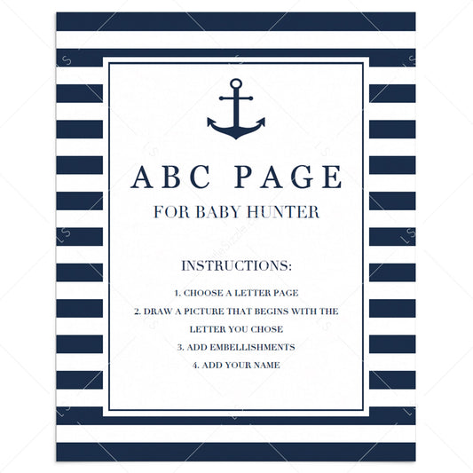 ABC Page baby shower activity printable by LittleSizzle