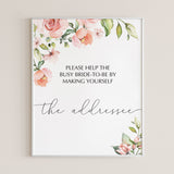 Bridal Shower Addressee Card Sign with Blush Flowers by LittleSizzle
