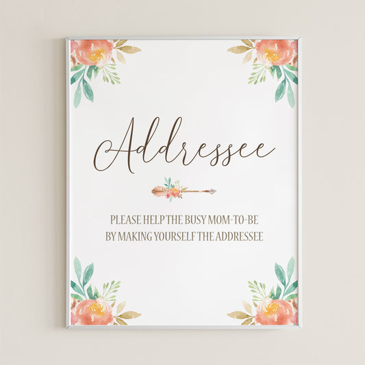 Help The Busy Mom-To-Be, Make Yourself The Addressee Sign Printable by LittleSizzle