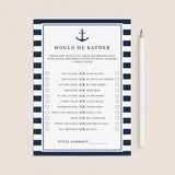 Guy's Birthday Party Game Would He Rather Printable by LittleSizzle