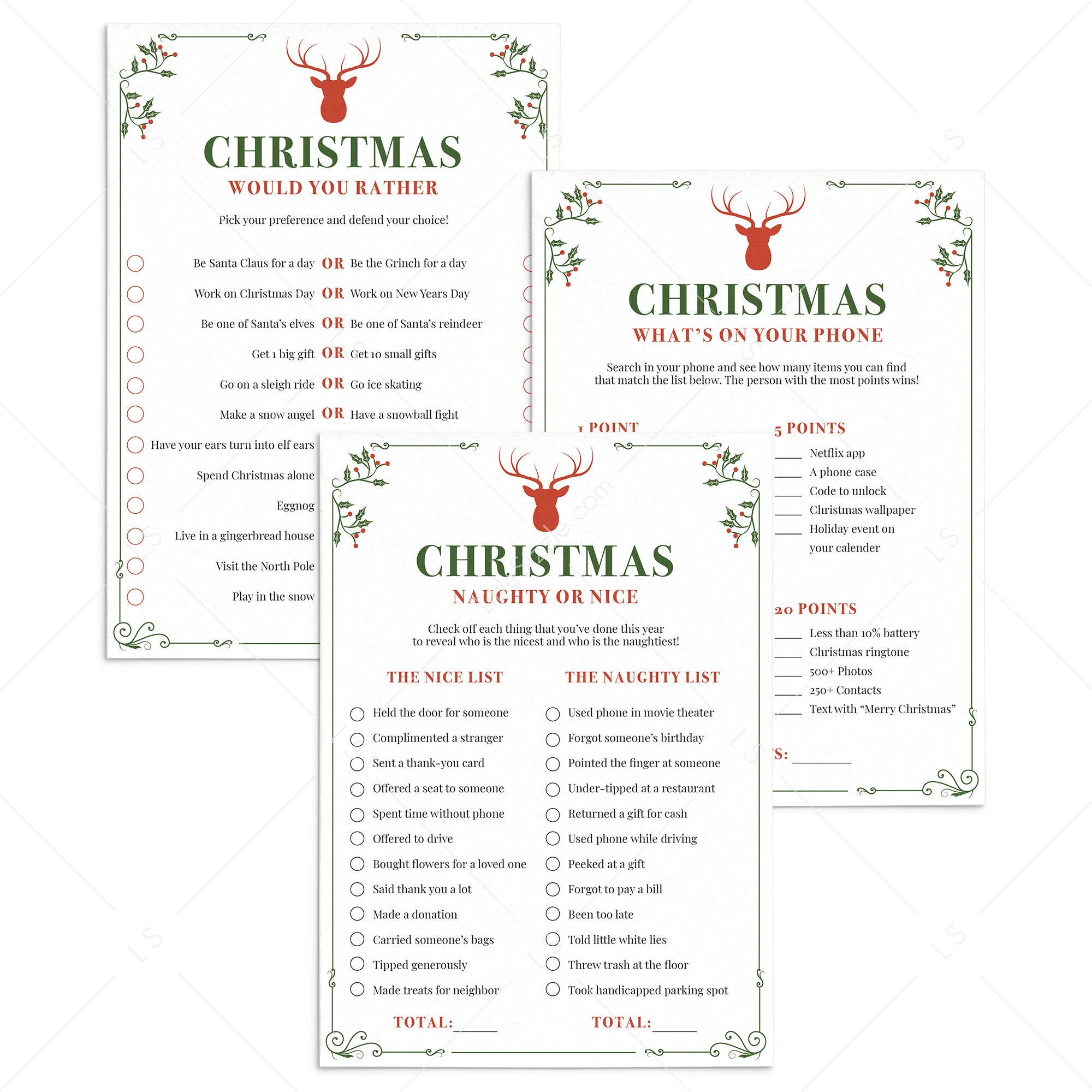 Adult Christmas Games Bundle Printable by LittleSizzle