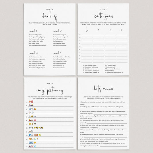 Dirty Games Bundle Printable Modern Minimalist by LittleSizzle