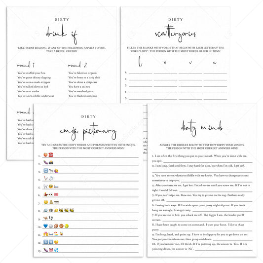 Dirty Games Bundle Printable Modern Minimalist by LittleSizzle