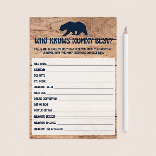 Who knows mommy game for baby boy shower by LittleSizzle