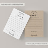 Rustic Minimalist Baby Shower Advice Cards Printable