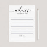 Elegant Bridal Shower Advice Card Printable by LittleSizzle