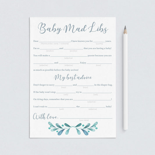 Funny Baby Shower Games Baby Mad Libs Printable by LittleSizzle