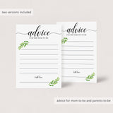 Greenery Baby Shower Advice Cards Printable and Virtual