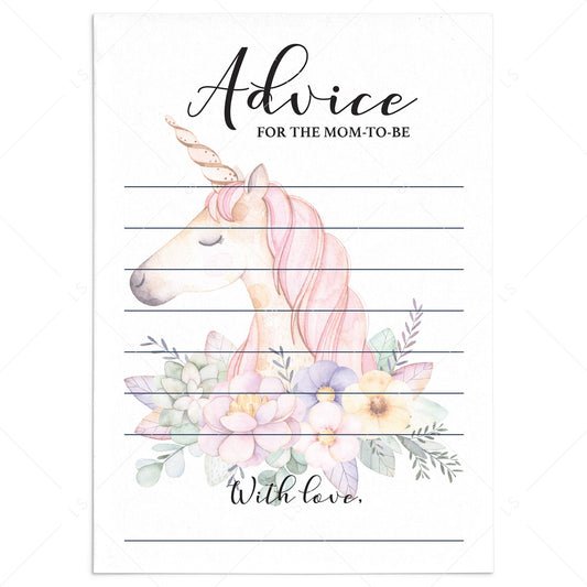 Unicorn baby advice cards for the new mom by LittleSizzle