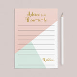 Advice for the Mom To Be Baby Shower Printable