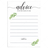 Greenery baby shower advice for the new mom printable by LittleSizzle