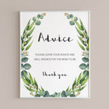 Instant download advice card sign for greenery baby shower by LittleSizzle