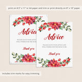 Red and Greenery Baby Shower Advice Sign Template