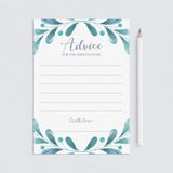 Blue and silver baby shower games advice card printable by LittleSizzle