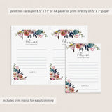 Watercolor flower boho shower advice card printabe by LittleSizzle