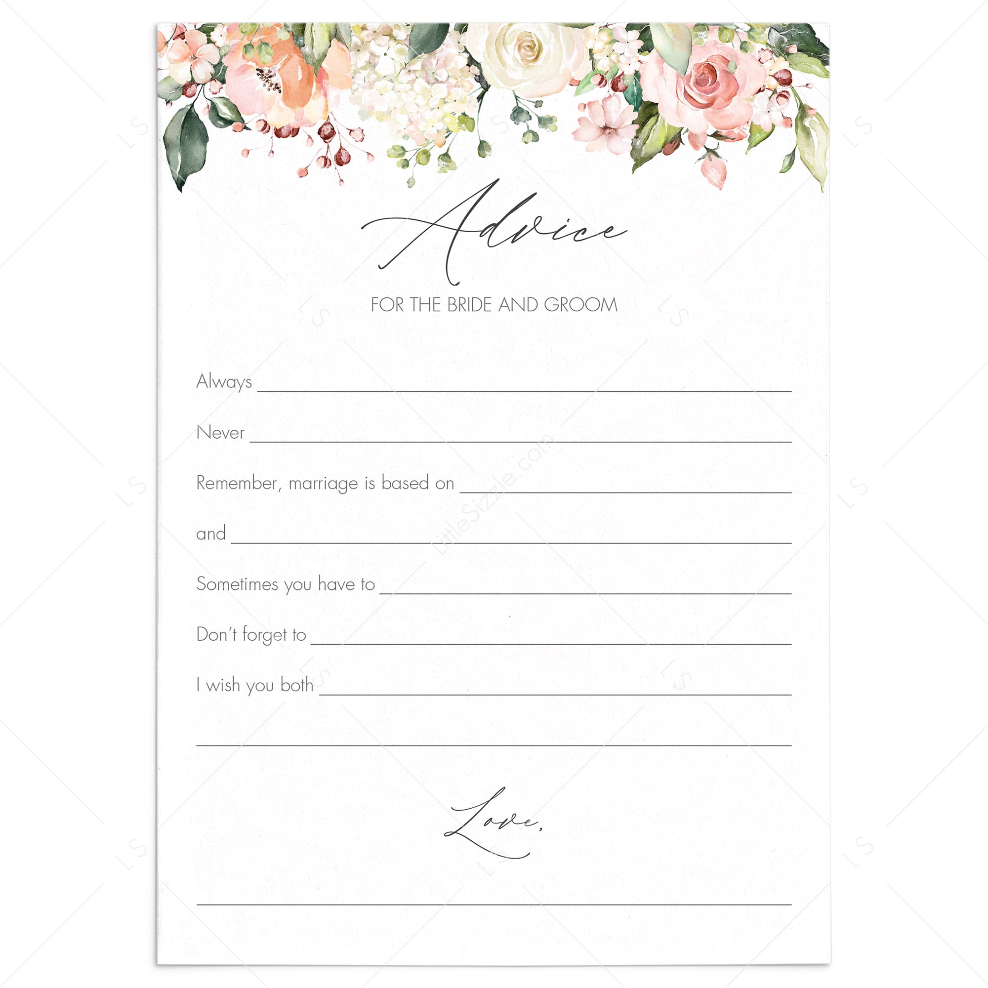 advice for the bride and groom cards instant download by LittleSizzle