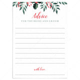 Winter Greenery Wedding Advice Cards Printable by LittleSizzle
